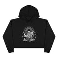 Sandy Toes Salty Soul Crop Hoodie — Beachy Sun Graphic Cropped Sweatshirt