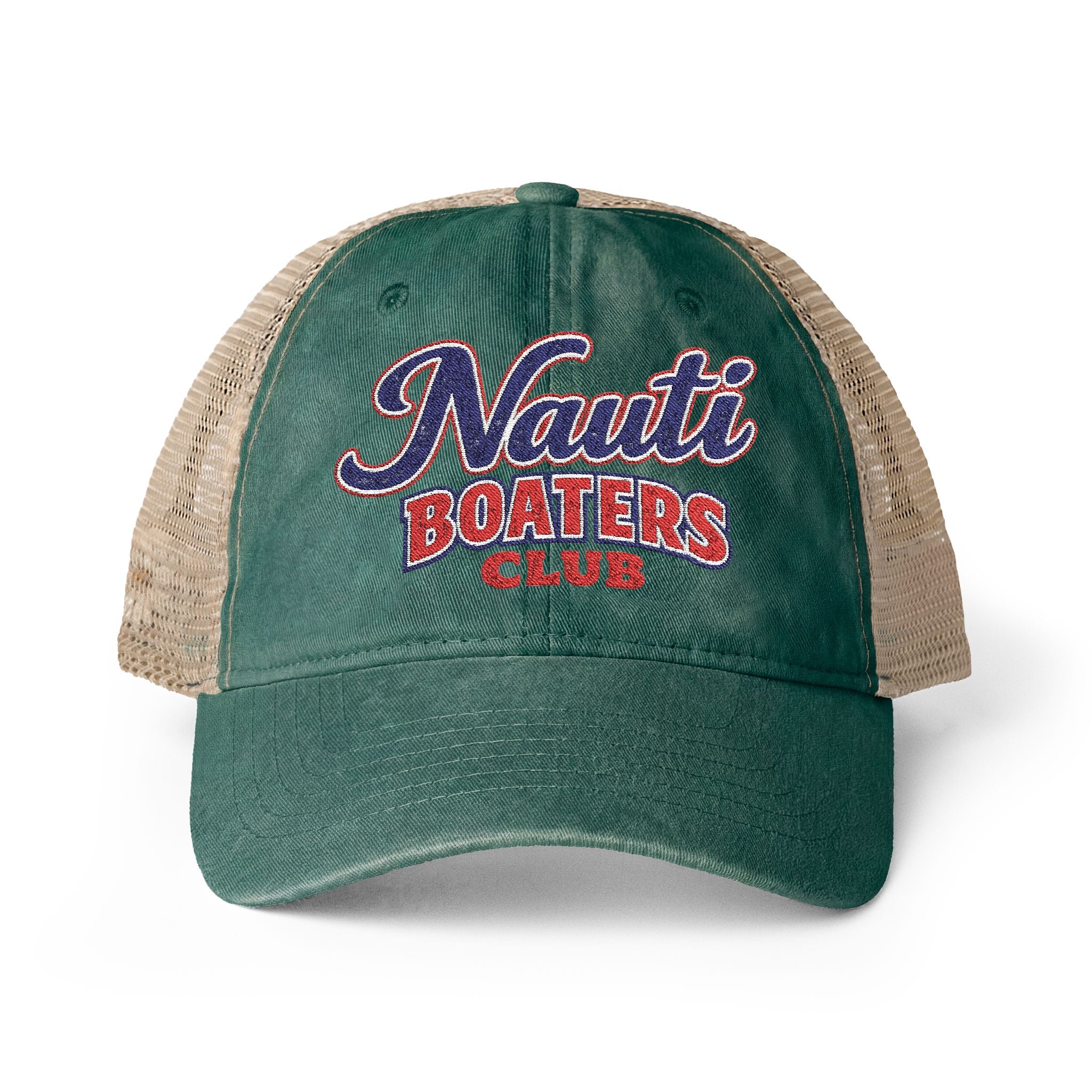 Nauti Boaters Club Garment Washed Ponytail Hat