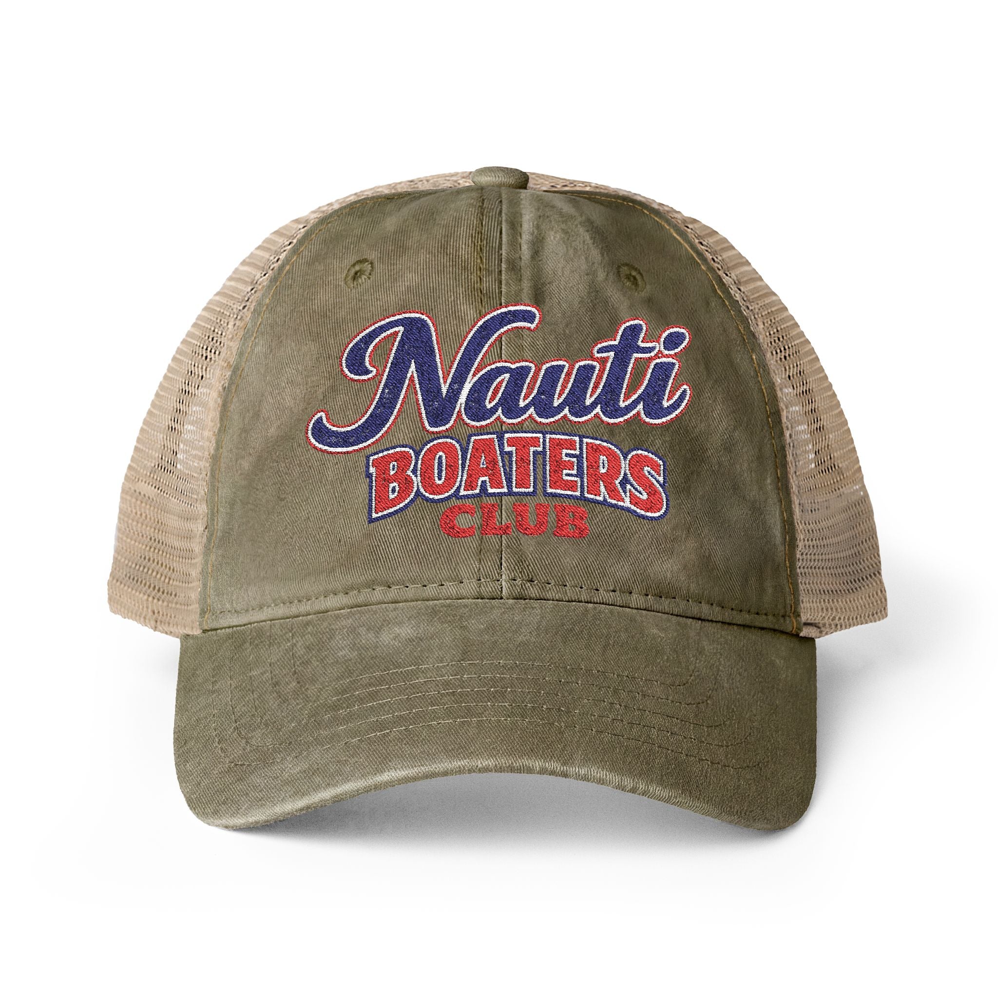 Nauti Boaters Club Garment Washed Ponytail Hat