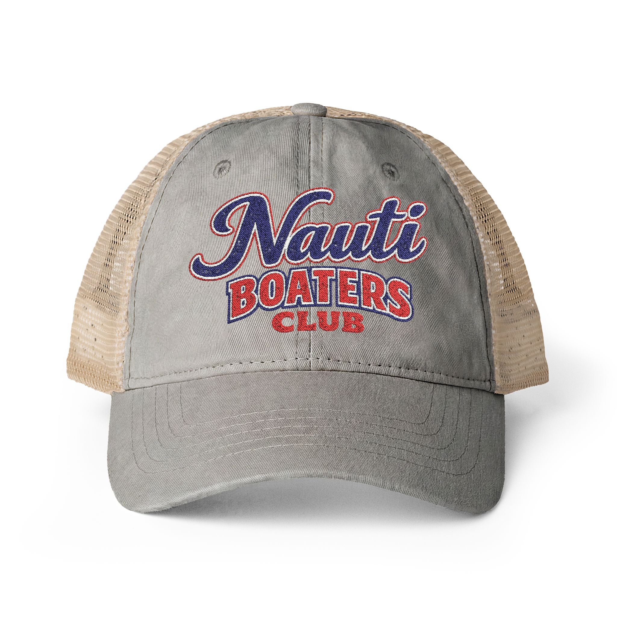 Nauti Boaters Club Garment Washed Ponytail Hat