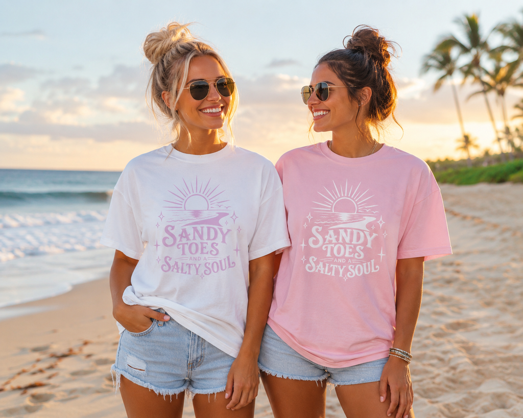 Sandy Toes Salty Soul T-Shirt — Beachy Vintage Sun Graphic Tee