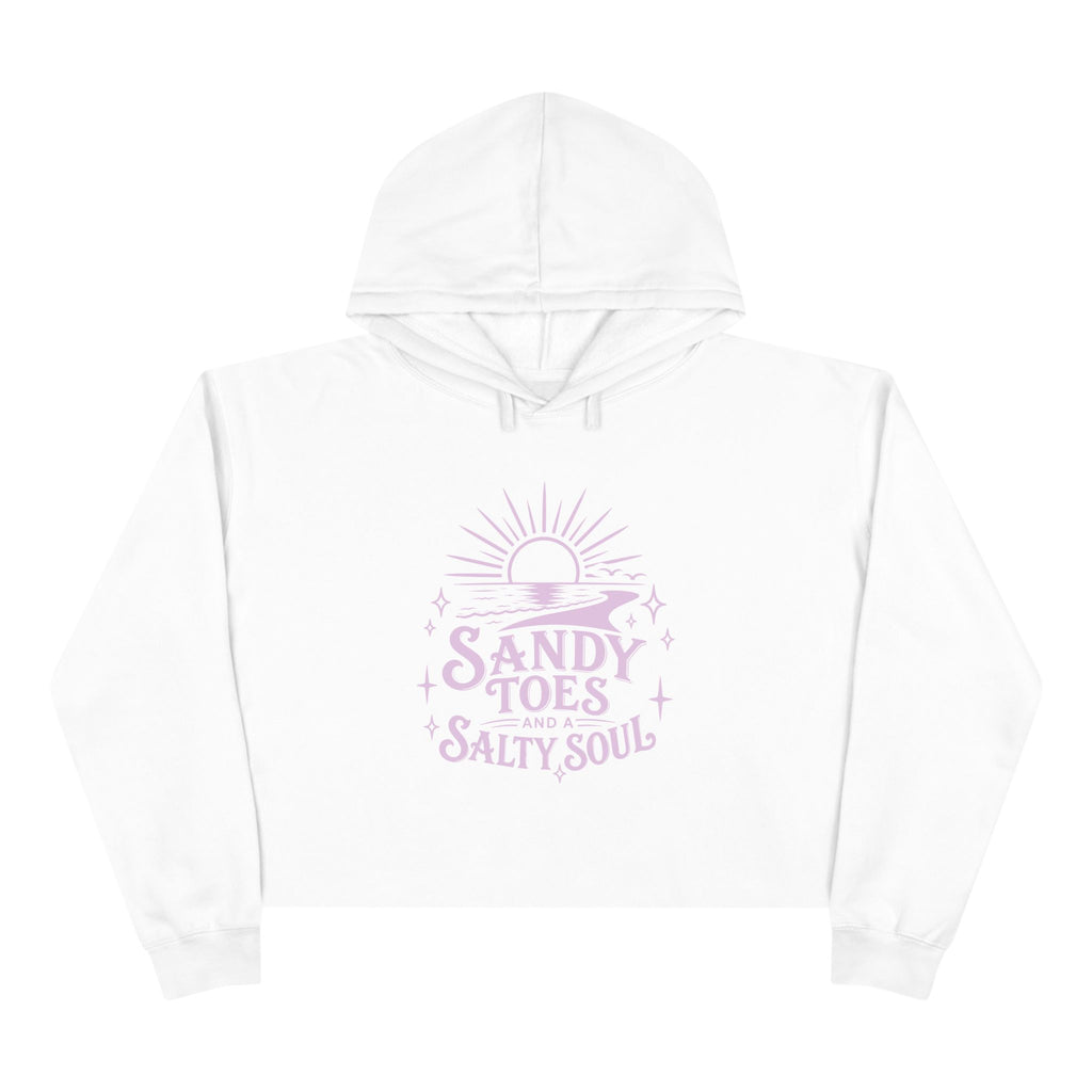 Sandy Toes Salty Soul Crop Hoodie — Beachy Sun Graphic Cropped Sweatshirt