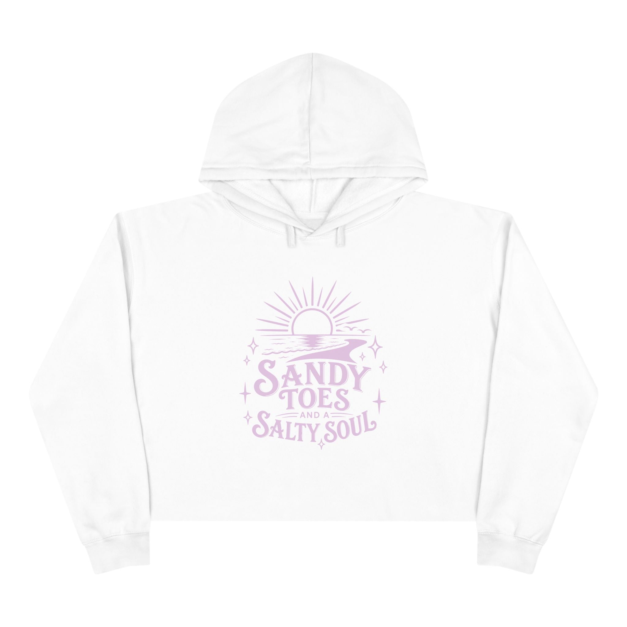 Sandy Toes Salty Soul Crop Hoodie — Beachy Sun Graphic Cropped Sweatshirt