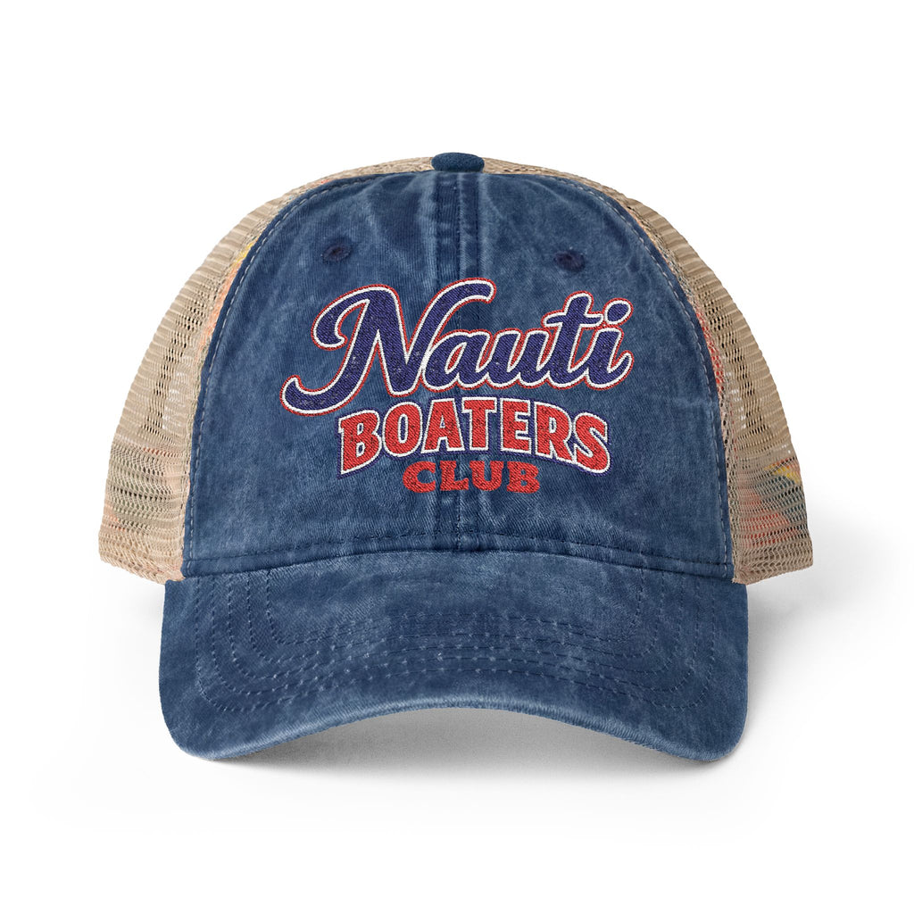 Nauti Boaters Club Garment Washed Ponytail Hat
