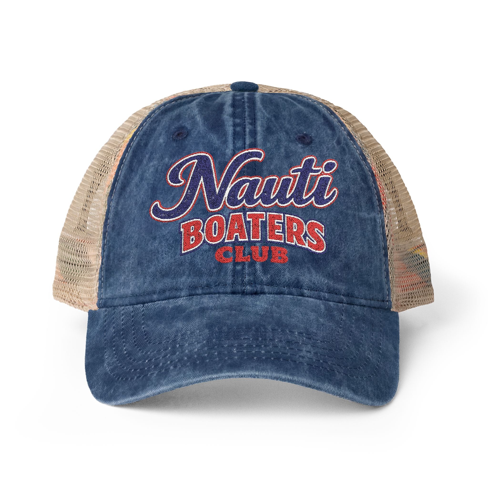 Nauti Boaters Club Garment Washed Ponytail Hat