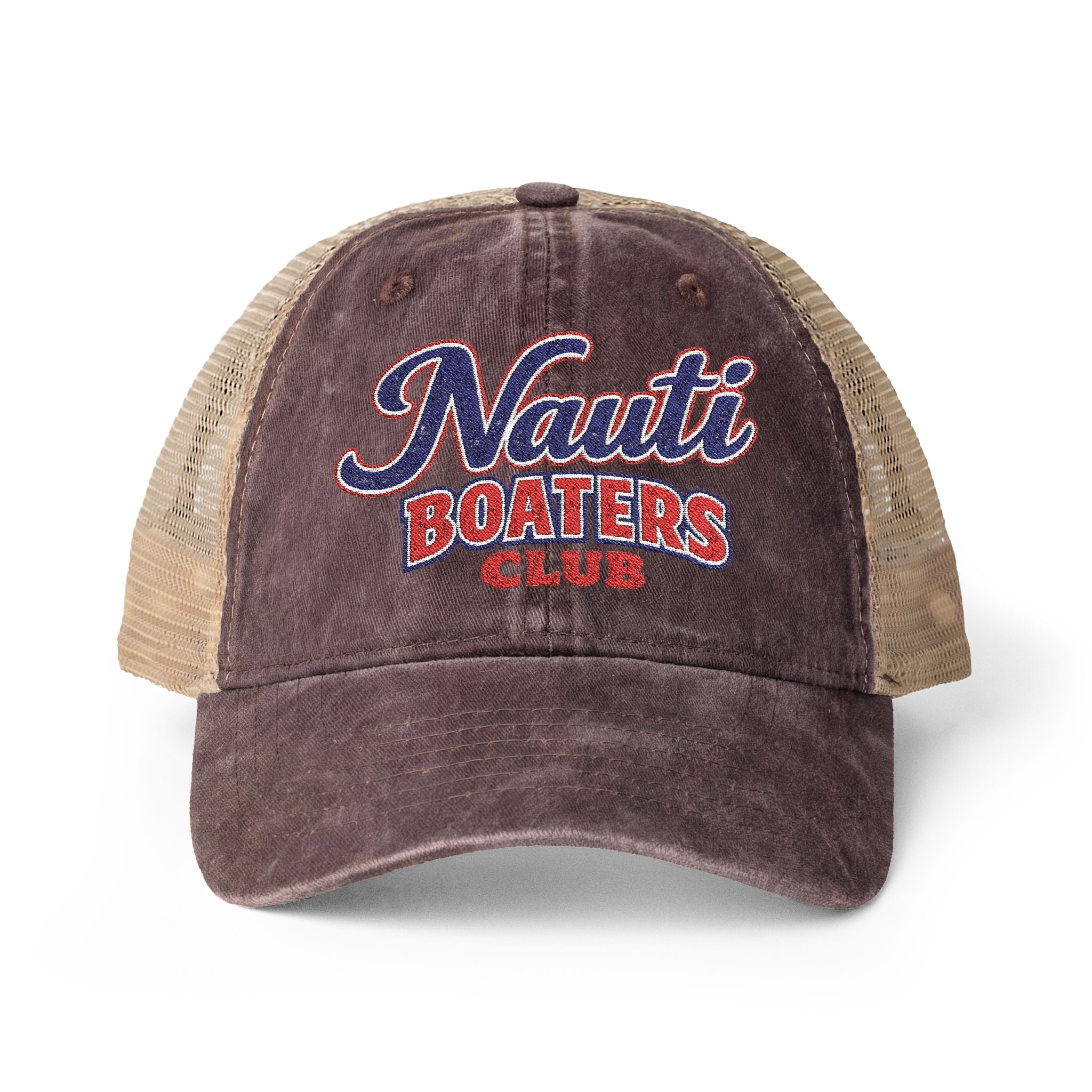 Nauti Boaters Club Garment Washed Ponytail Hat