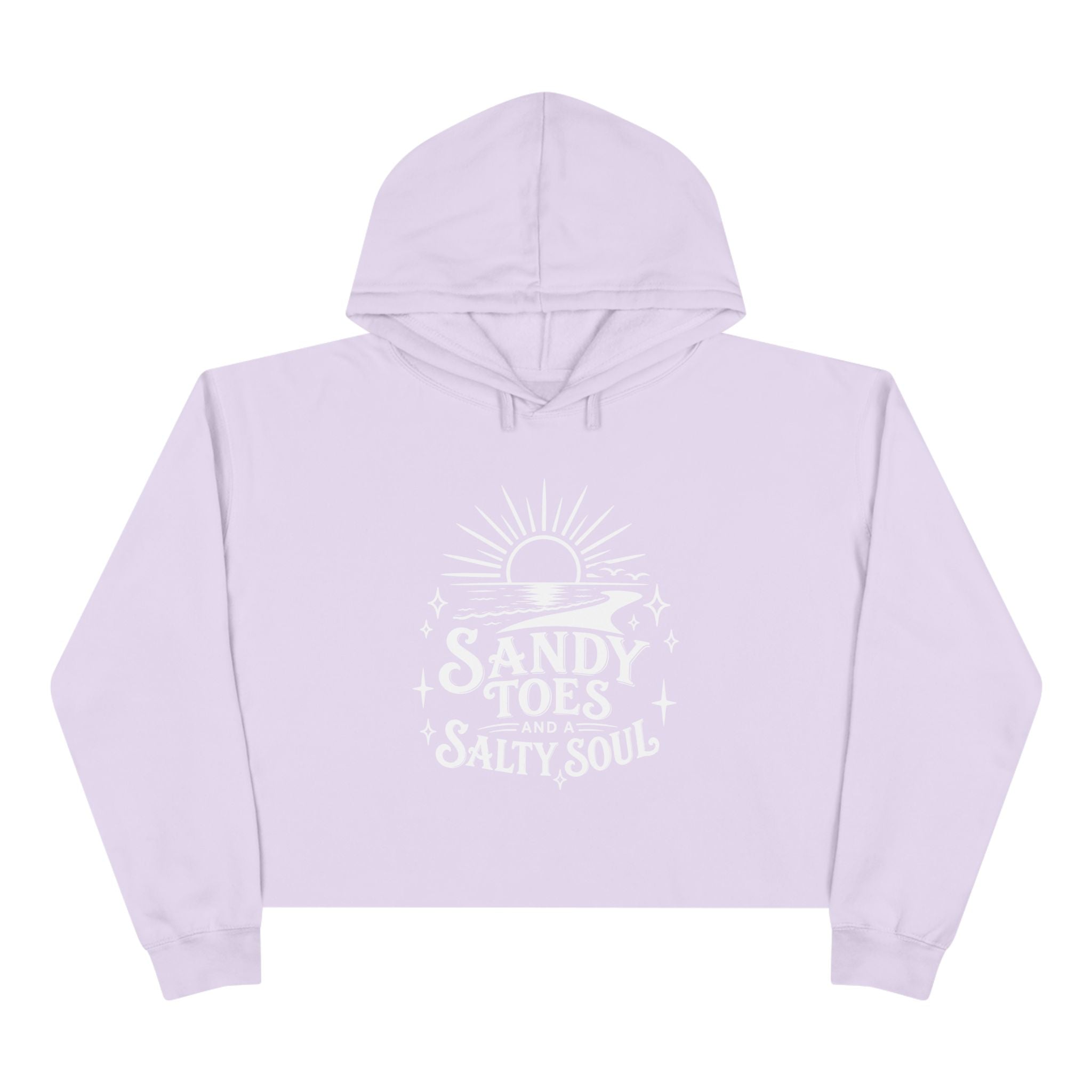 Sandy Toes Salty Soul Crop Hoodie — Beachy Sun Graphic Cropped Sweatshirt