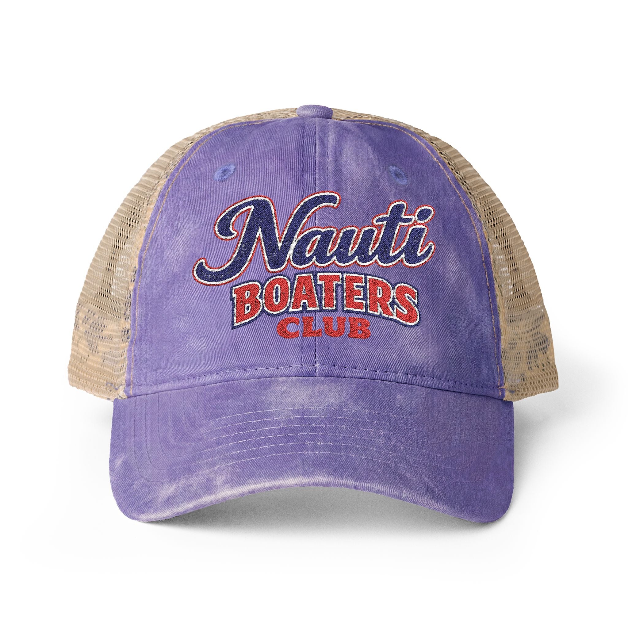 Nauti Boaters Club Garment Washed Ponytail Hat